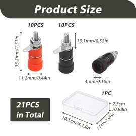 20 pieces 4 mm banana socket, banana plug socket in 2 colours, banana socket, banana socket, binding post, high-quality connection terminals for audio and electronics, suitable for amplifier speakers