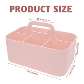 HVIHWI Basket Organiser with Handle, Multi-Purpose Plastic Basket with 5 Compartments, Stackable Cleaning Basket, Portable Craft Basket, Desk Basket for Art, Makeup, Office Supplies, 24.6 x 15.3 x