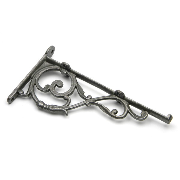 Pair of Shelf Brackets Decorative Lipped Antique Iron - 115mm