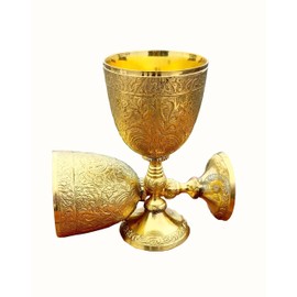 THE ANTIQUE HOUSE Chalice Goblet Brass Royal Celebrations Elegant Wine Drinkware Princess Bride Collection Vampire Flute Brass Vessel Relic Caliz Copa Catholic Fantasy Mug 1 Pcs