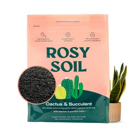 Rosy Soil Cactus and Succulent Organic Potting Soil Mix for House Plants - Fast Draining, Root Boosting, Peat-Free, Less Prone to Gnats - Drought-Tolerant -for AloeVera, Cacti, Indoor Succulents- 4qt