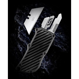 ainhue RU36 Retractable Utility Knife, 3.66 Inch Aluminum Ergonomic Handle with Pocket Clip, 5pcs SK5 Replacement Carbon Steel Blades, EDC Craft Box Cutter Knife For Office Home Arts (Black)