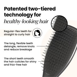 Tangle Teezer Chrome Ultimate Detangler Brush for Wet & Dry Hair, Eliminates Knots & Reduces Breakage for Straight to Curly Hair Types, Midnight Silver