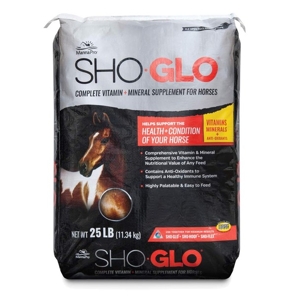 Select Series Manna Pro Sho-Glo Supplement for Horses | Complete Vitamin & Mineral Supplement for Healthy Skin & Coat | 25 Pounds