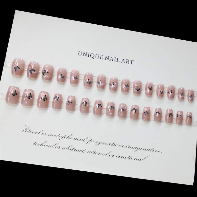 Nail Tip, Short, 24 Pieces, Nail Tip, False Claws, Cat