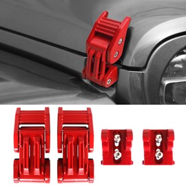 WWFGYX Aluminum Hood Latch Lock Compatible with Jeep Wrangler JK JKU 2007-2018 JL JLU 2018-2024 Gladiator JT (RED)