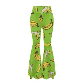 Amzbeauty Banana Green Print Loose Yoga Pants Comfy High Waisted Flare Leg Yoga Pants Ladies Female Womens Bootcut Yoga Pants