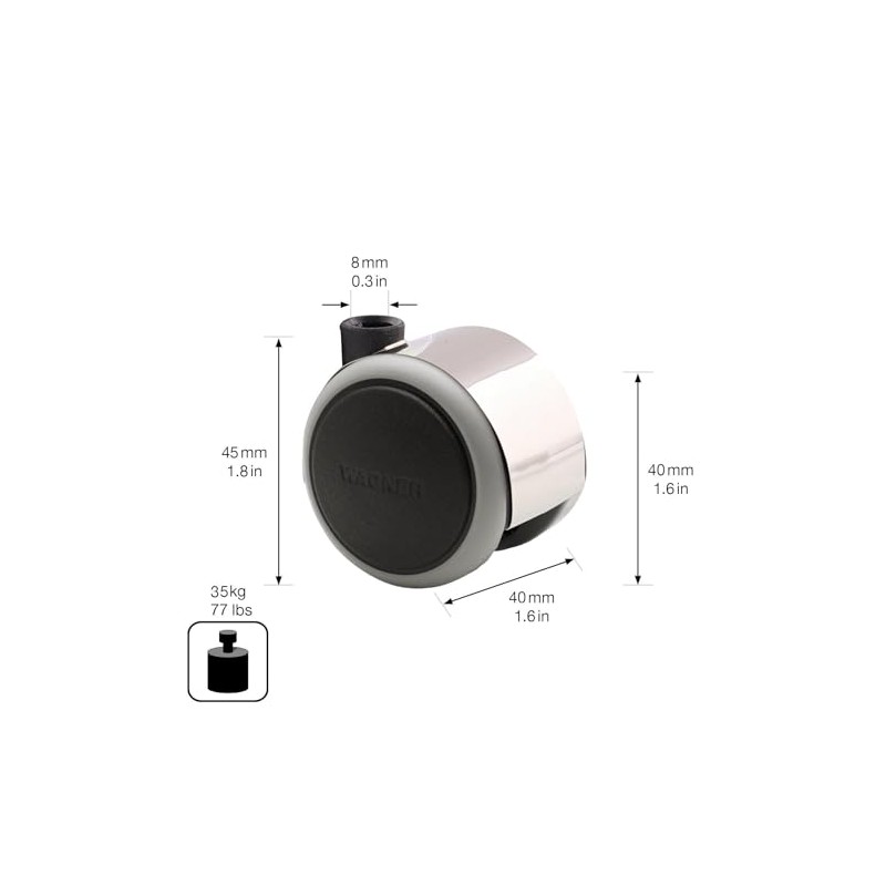WAGNER Designer 01142401 Soft Swivel Castor / Double Castor Diameter