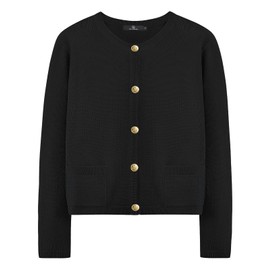 LILLUSORY Women Striped Cardigan Sweaters Fall Outfit Clothes Fashion Cropped Jackets Trendy 2025 Casual Long Sleeve Tops ABlack M