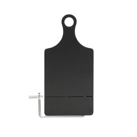 Bloomingville Long Acacia Wood Slicer with Stainless Steel End Grain, Black Cheese Board