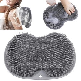 GXGM Silikon Matte Badematte, Foot Massage Matte, Fußbürste Dusche Fußmassagegerät, Fußwäscher Bath Massage Pad für Fußpflege Entspannung, Erhöhung der Durchblutung, Peeling, Grey, 1 Stück