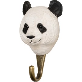 WILDLIFEGARDEN Wildlife Garden WG4531 Panda Hook - Hand Carved Animal Hook Made of Wood and Metal - Asian Animal Collection