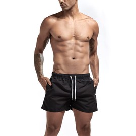 JIHUILAI Black Men's Swim Trunks Quick Dry Swim Shorts with Mesh Lining Beach Shorts Bathing Suits XL