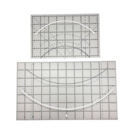 Quilting Ruler Set with Curved Templates, Clear Acrylic with Grid Lines and Angle Markings, 2-Piece