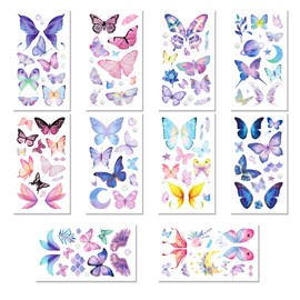 160PCS Colorful Butterflies Temporary Tattoos Theme Birthday Party Decorations Supplies Favors Decor Stickers Tattoo Gifts for Kids Girl Boys Games School Rewards Prizes Christmas Xmas Carnival