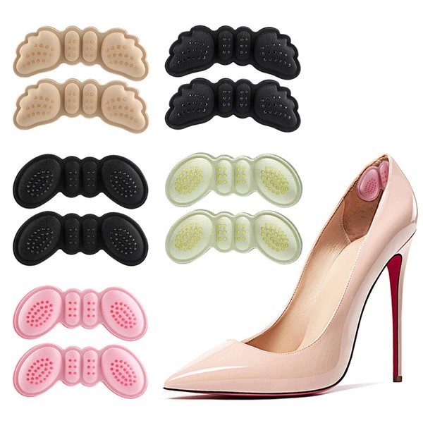 FAONIE Updated 2020 Version [5 Pairs] Heel Cushion Inserts Heel Grips Heel Pads-Suitable for Any Shoes Reusable Adhesive