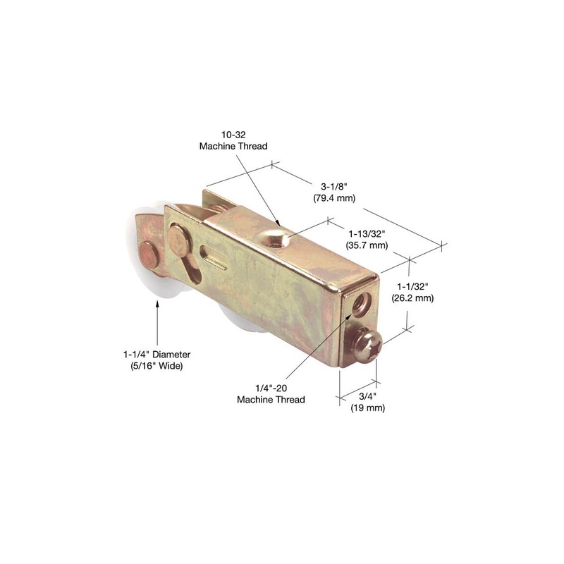 CRL Sliding Glass Door Roller with 1-1/4" Tandem Nylon Wheels;