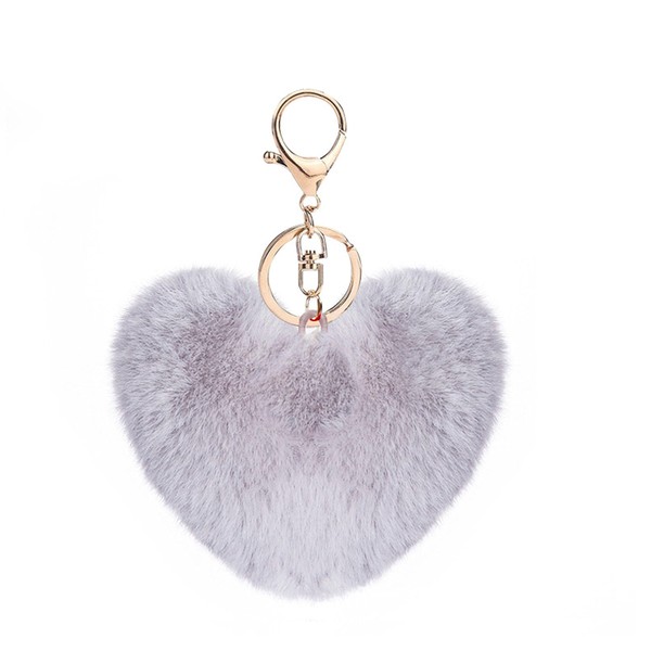 NICIFOAM Artificial Faux Rabbit Fur Keychain Fluffy Heart Plush Ball