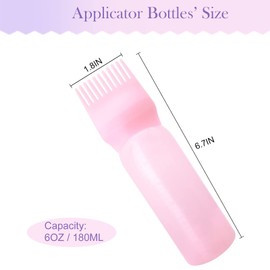 Cosywell Root Comb Applicator Bottle 6 Ounce 2Pack Hair Dye Applicator Brush Applicator Bottle for Hair Root Comb Color Applicator Bottle with Graduated Scale (Pink)