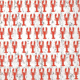 Boston International IHR Cocktail Beverage Paper Napkins, 5 x 5-Inches, Lobster Repeat