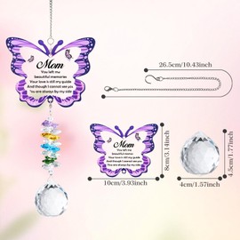 Butterfly Crystal Suncatcher Sympathy Gifts for Loss of Mom Memorial Bereavement Gift Idea for Loss of Mother Sun Catchers Indoor Window Rainbow Maker Window Hanging