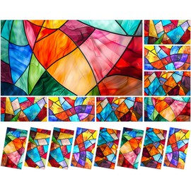 8 Pcs Fluorescent Light Covers with 80 Magnets Decorative for Classroom Ceiling Light 4 x 2Ft Magnetic Covers Filter Easy Install for Office Hospitals & Home Drop Ceiling Supplies（Retro Glass Window）