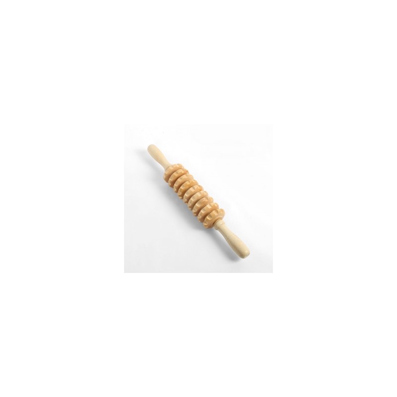 Wooden acupressure roller massage stick