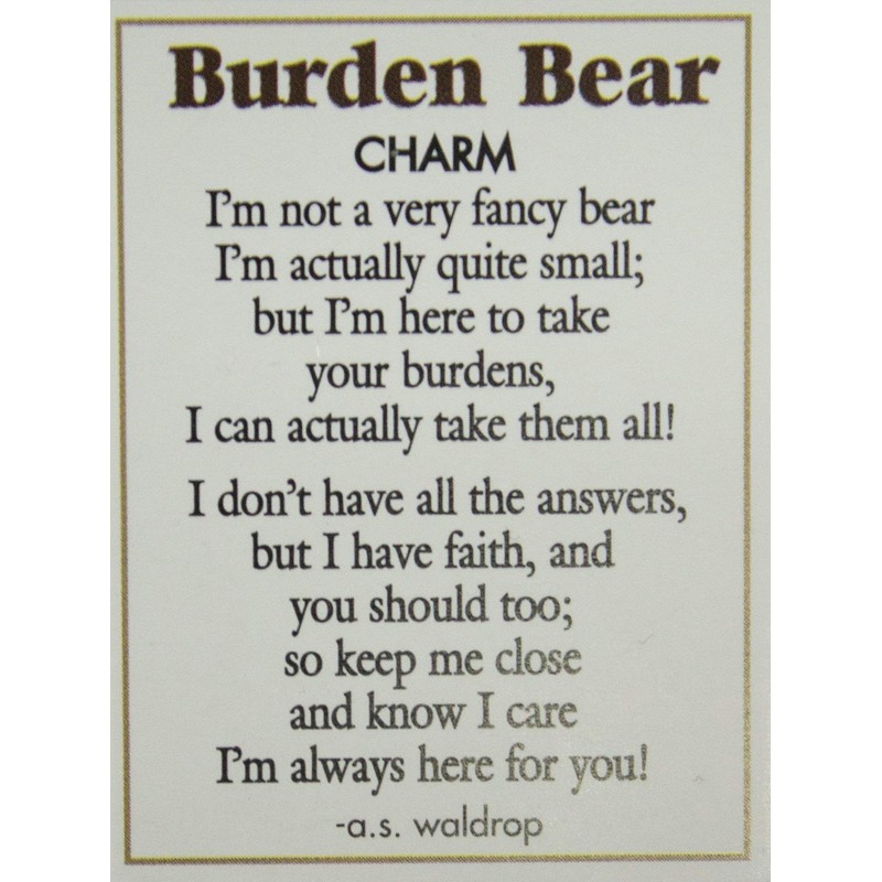 Burden Bear Zinc Pocket Charm w/Story Card by Ganz