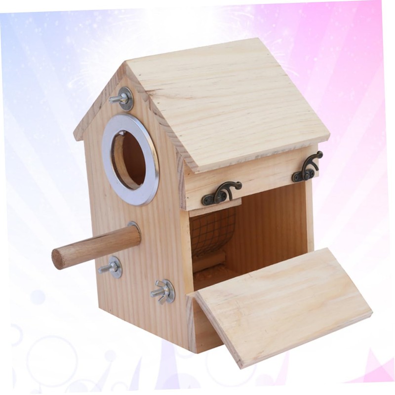 CORHAD Natural Solid Wood Bird Nest Breeding Box No Paint