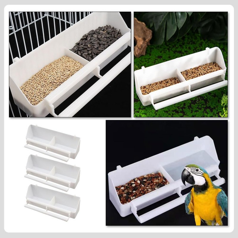 Kisangel Bird Cage Feeder Cup 3pcs - Double Grid Design