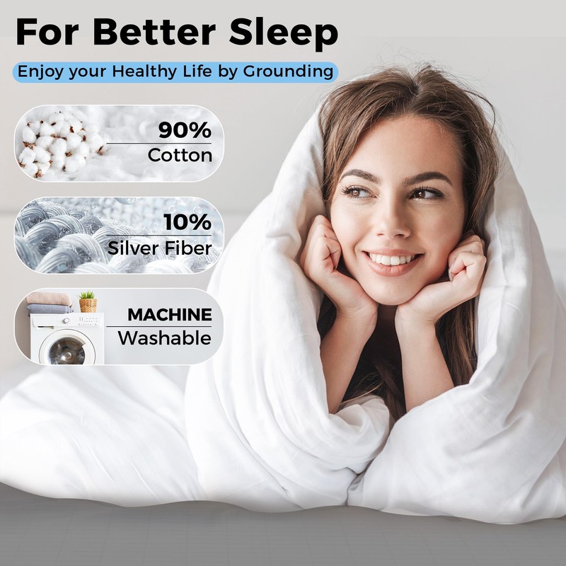 VigorVortex Grounding Fitted Sheets King Improve Sleep Grounding Sheet 90%