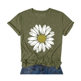 BAOKUAN Women Trendy Tops Sunflower Graphic Loose Summer Tees T-Shirts Blouse
