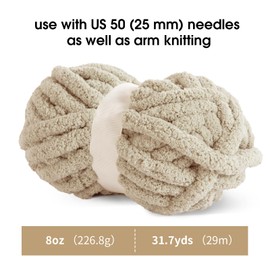 MABOZOO Assorted Chunky Yarn for Crocheting 8 Pack,Fluffy Jumbo Chenille Yarn,Soft Plush Yarn Bulky,Giant Thick Fuzzy Yarn for Hand or Arm Knitting,4 White & 4 Khaki(31.7 yds,8 oz Each Skein)