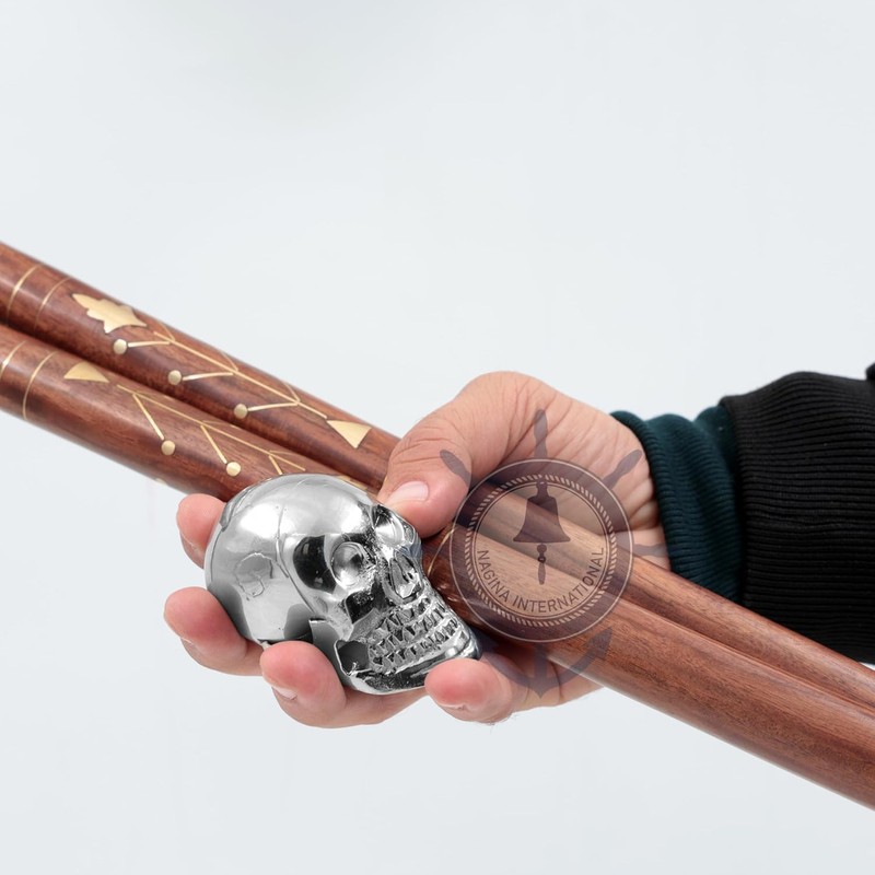 Nagina International's Premium Chromed Deluxe Walking Stick: 36-Inch Rosewood Cane