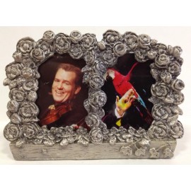 WHOLESALE... mini floral frame PEWTER PICTURE FRAME 1" x 1" Twin  frame (LOT 5)