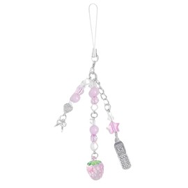 CasaPopz Pink Strawberry Phone Charm Aesthetic Y2K Cell Phone Charms Strap Accessories for Keychain Camera