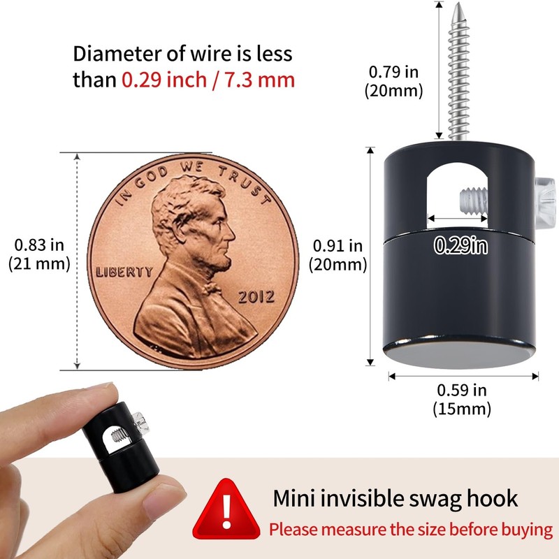 Adcssynd 6 Pack Upgrade Ceiling Hooks for Hanging Lights, Black