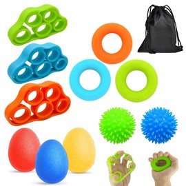 Abiemuce Finger Trainer Ball Set, 11 Pieces Hand Trainer, Finger Trainer, Hand Trainer, Ball, Soft with 3 Strengths for Hand Therapy, Osteoarthritis Training, Grip Strengthening, Relieves Stress,