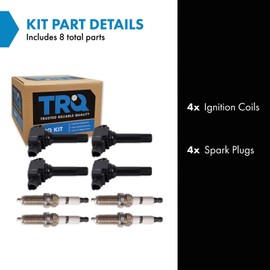 TRQ Ignition Coil and Spark Plug Kit 8 Piece Iridium Spark Plugs Compatible with 2015-2019 Subaru Legacy 2015-2019 Outback 2017-2018 Forester 2016-2017 Crosstrek 2015 XV Crosstrek