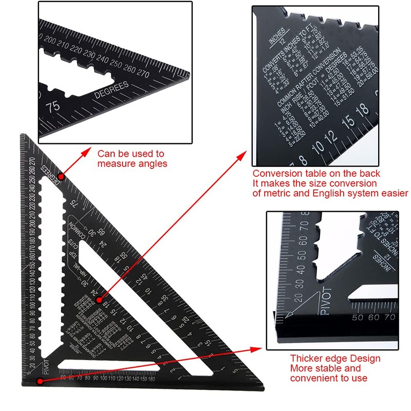 ASNOMY 7 Inch & 12 Inch Triangle Ruler, Black Triangle