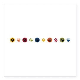 CafePress Paw Print Border Square Car Magnet 3 X 3 Square Car Magnet, Magnetic Bumper Display