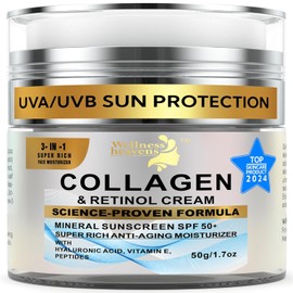 Face Repair Cream with Collagen & Retinol-Wrinkle Cream- Age Defying Lift & Firm Cream-Face Moisturizer w/SPF 50+ Sunscreen- Wrinkle Repair Cream- Anti Aging Moisturizing Cream with Vitamin E - 1.7oz
