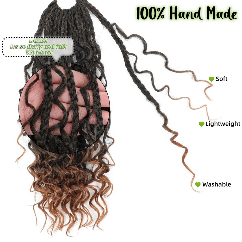 9 Packs Boho Box Braids Crochet Hair 10 Inch Goddess