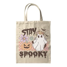 BWW Print - Stay Spooky - Cute Ghost Gift Tote Bag, Single Sided