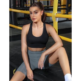 Sykooria Bralette for Women with Support Padded Sports Bra Wire Free Seamless Adjustable Yoga Crop Tank Top