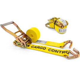 US Cargo Control Wire Hook Ratchet Straps 2 Inch x 12 Foot (2-Pack), 10,000 LBS Break Strength, Ratchet Straps Heavy Duty with Double J Hooks, Cargo Tie Downs for Flatbed Trailers and Trucks