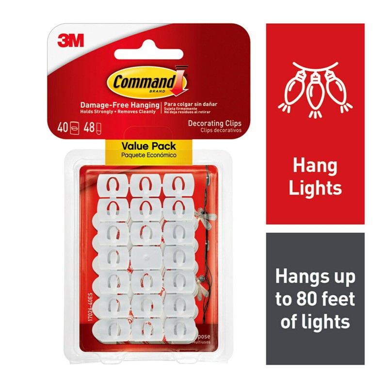 Command Decorating Clips, 40 Clips and 48 Strips, Damage-Free Hanging