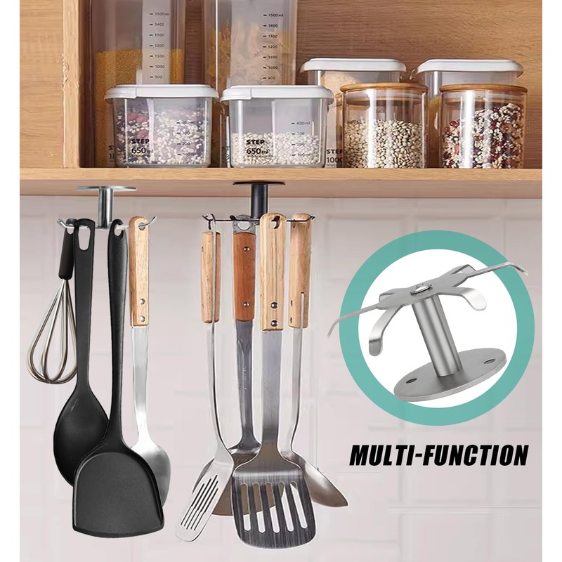 Zorfeter Under Cabinet Kitchen Utensil Hooks, Stainless Steel Utensil Racks