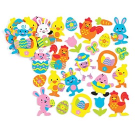 Baker Ross AV987 Easter Foam Stickers for Children Creative Art Supplies & Decorations (Pack of 120), Assorted, One Size