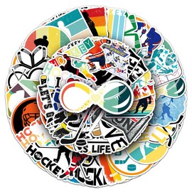 50Pcs Ice Hockey Stickers Waterproof Vinyl Decals for Adult Teen Kids Cup Water Bottles Laptop Luggage Computer Mobile Phone Guitar Skateboard Decoration